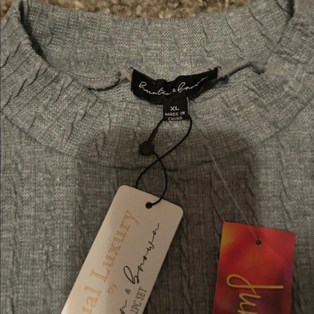 Counterparts Heather Gray Ribbed Sweater and pants set